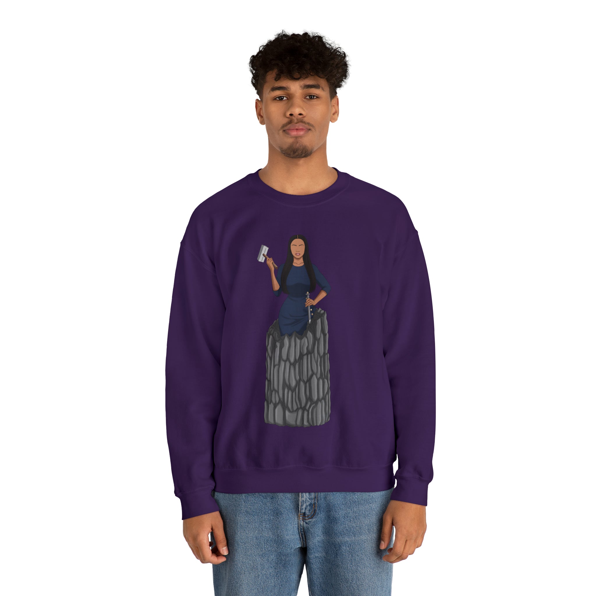 A person working hard to better his/herself - Self-Made Sweatshirt Heavy Blend™ Crewneck - woman #9 - Breakthrough Collection