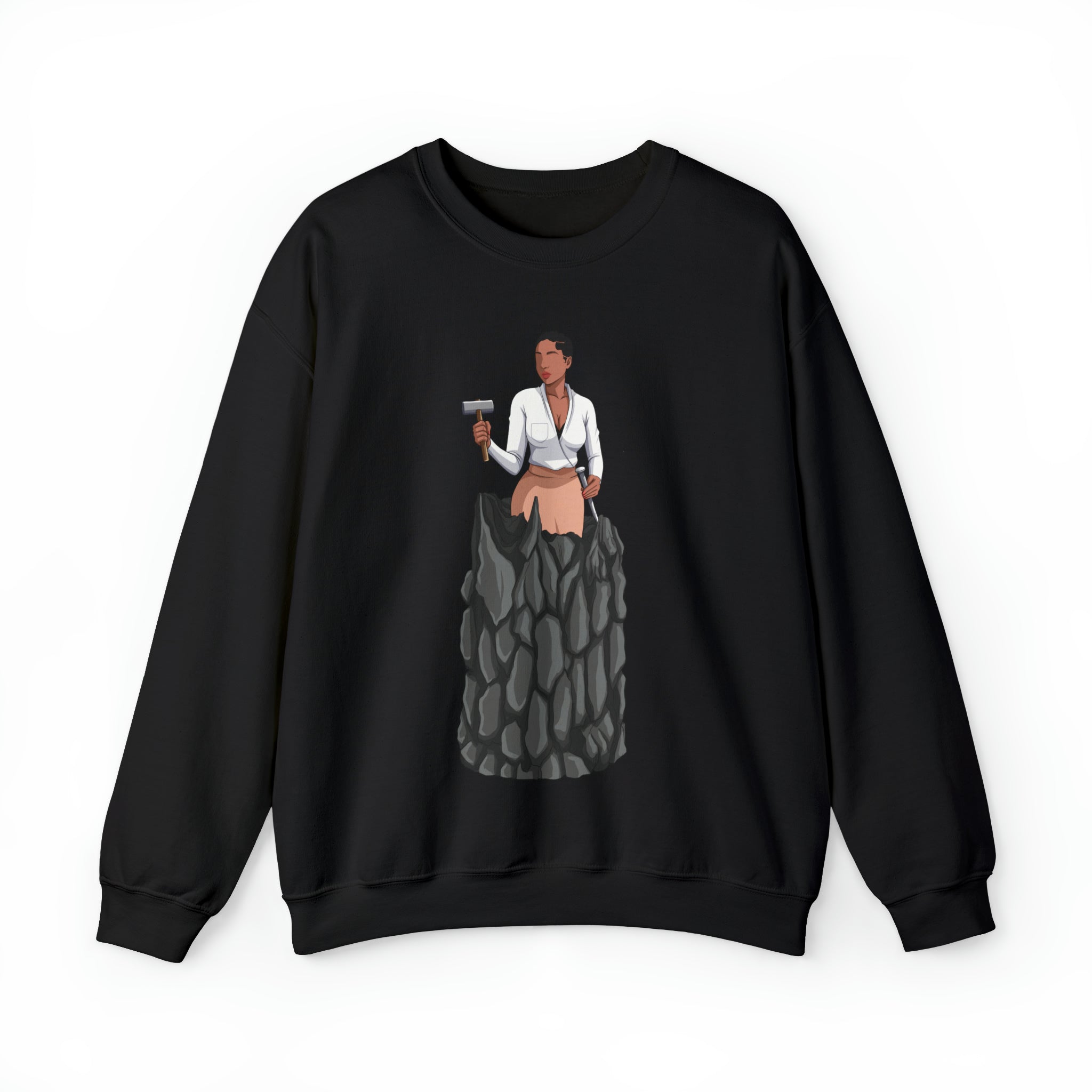A person working hard to better his/herself - Self-Made Sweatshirt Heavy Blend™ Crewneck - woman #1 - Breakthrough Collection