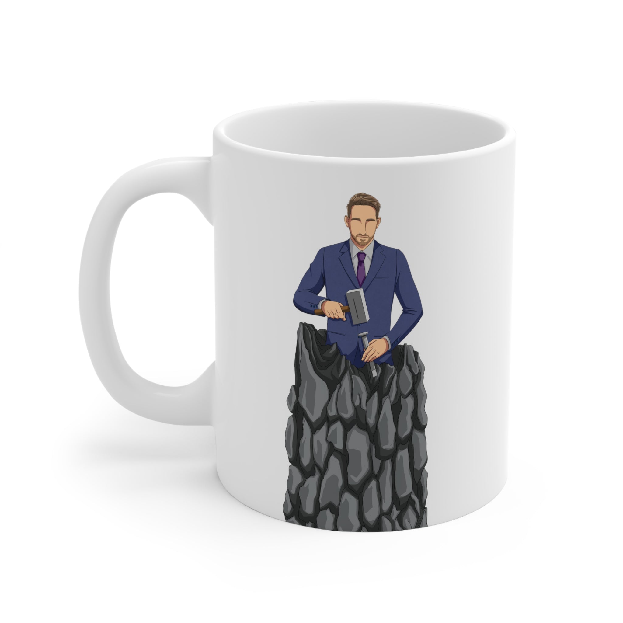 A person working hard to better his/herself - Ceramic Mug 11oz - Self-Made Man #8 - Breakthrough Collection