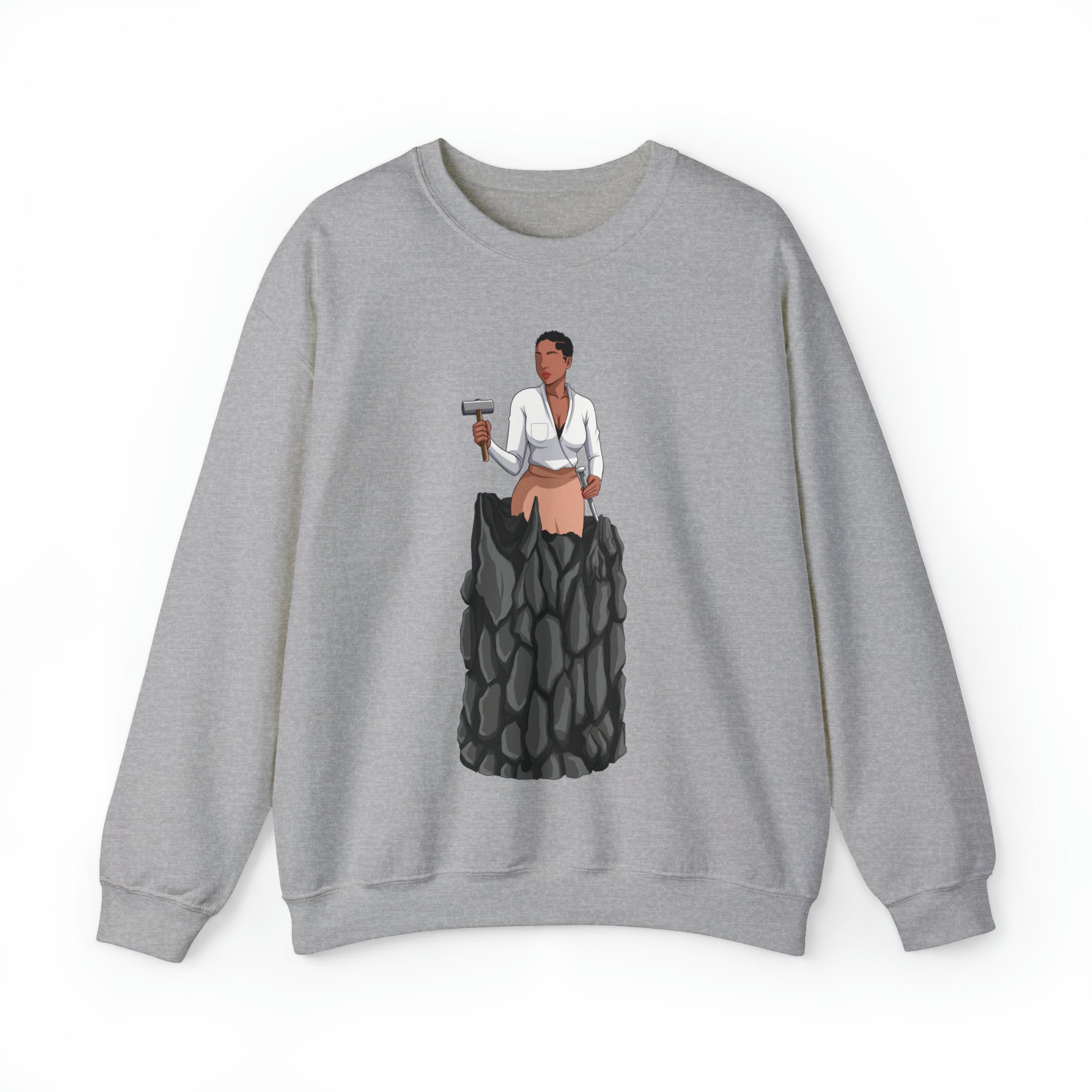 A person working hard to better his/herself - Self-Made Sweatshirt Heavy Blend™ Crewneck - woman #1 - Breakthrough Collection