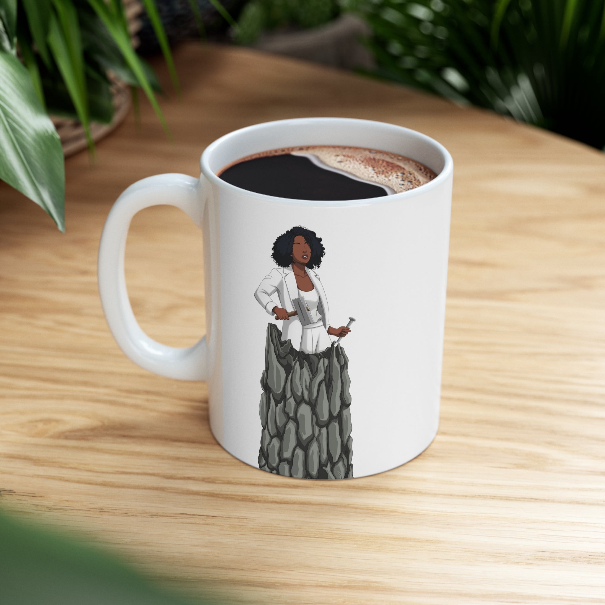 A person working hard to better his/herself - Ceramic Mug 11oz - Self-Made Woman #12 - Breakthrough Collection