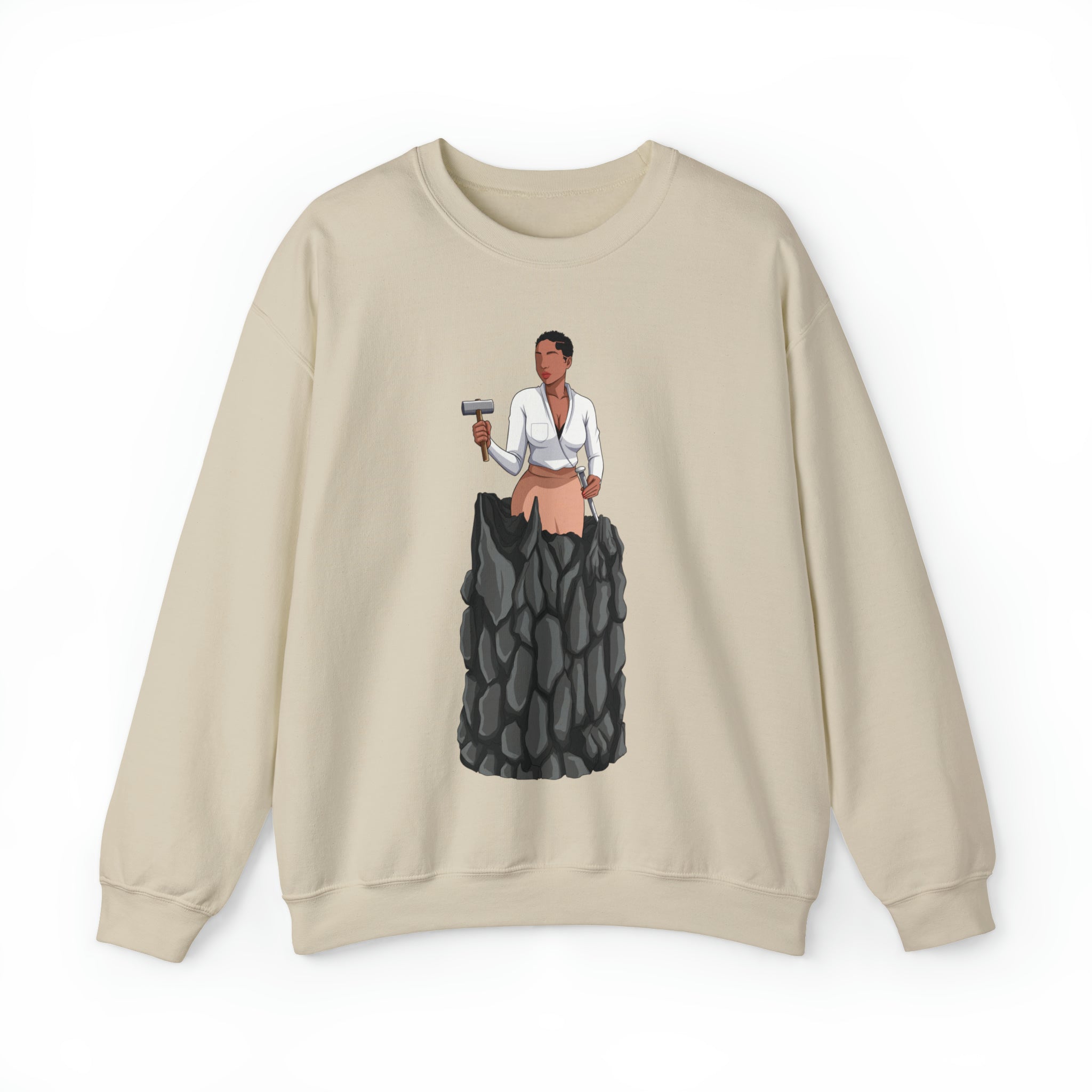 A person working hard to better his/herself - Self-Made Sweatshirt Heavy Blend™ Crewneck - woman #1 - Breakthrough Collection