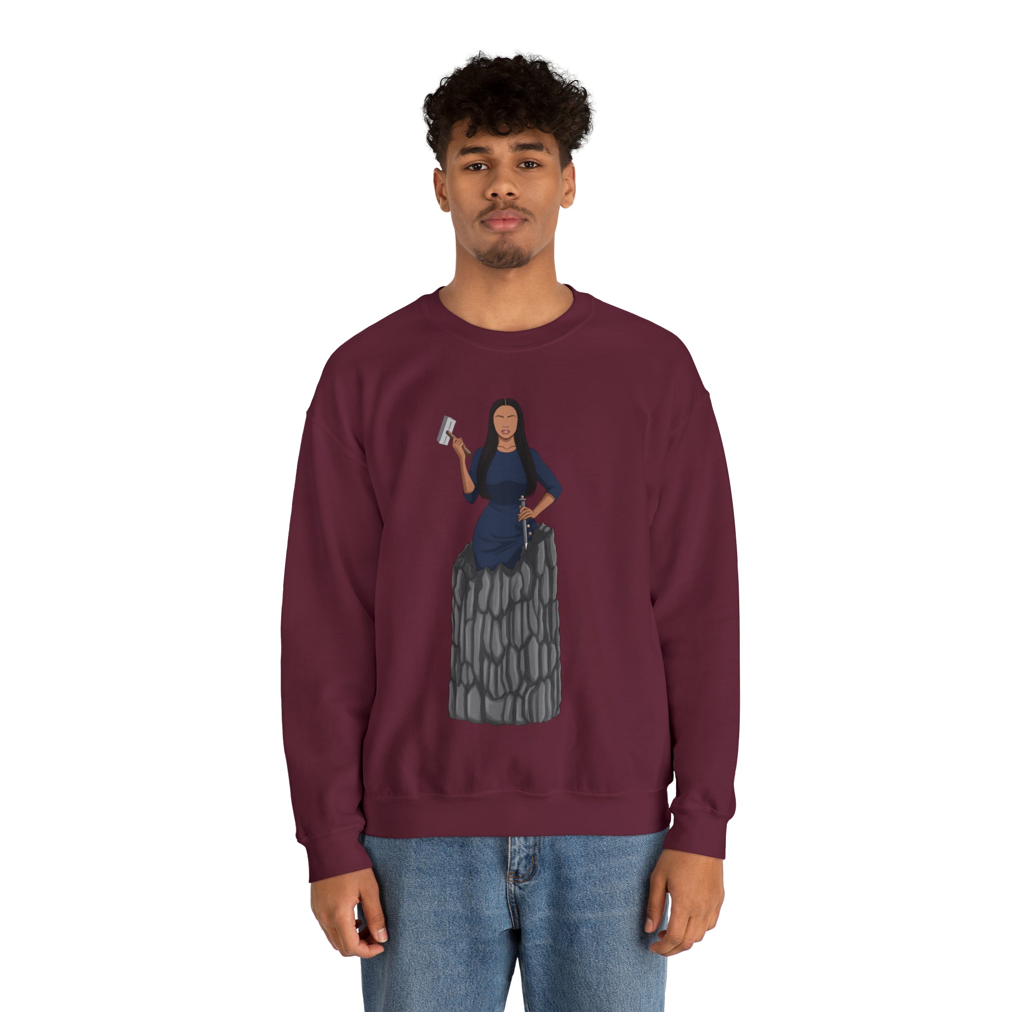 A person working hard to better his/herself - Self-Made Sweatshirt Heavy Blend™ Crewneck - woman #9 - Breakthrough Collection