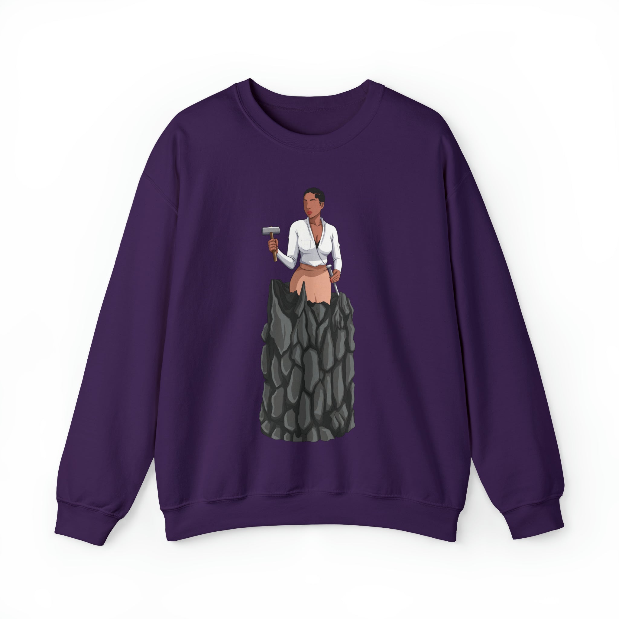A person working hard to better his/herself - Self-Made Sweatshirt Heavy Blend™ Crewneck - woman #1 - Breakthrough Collection