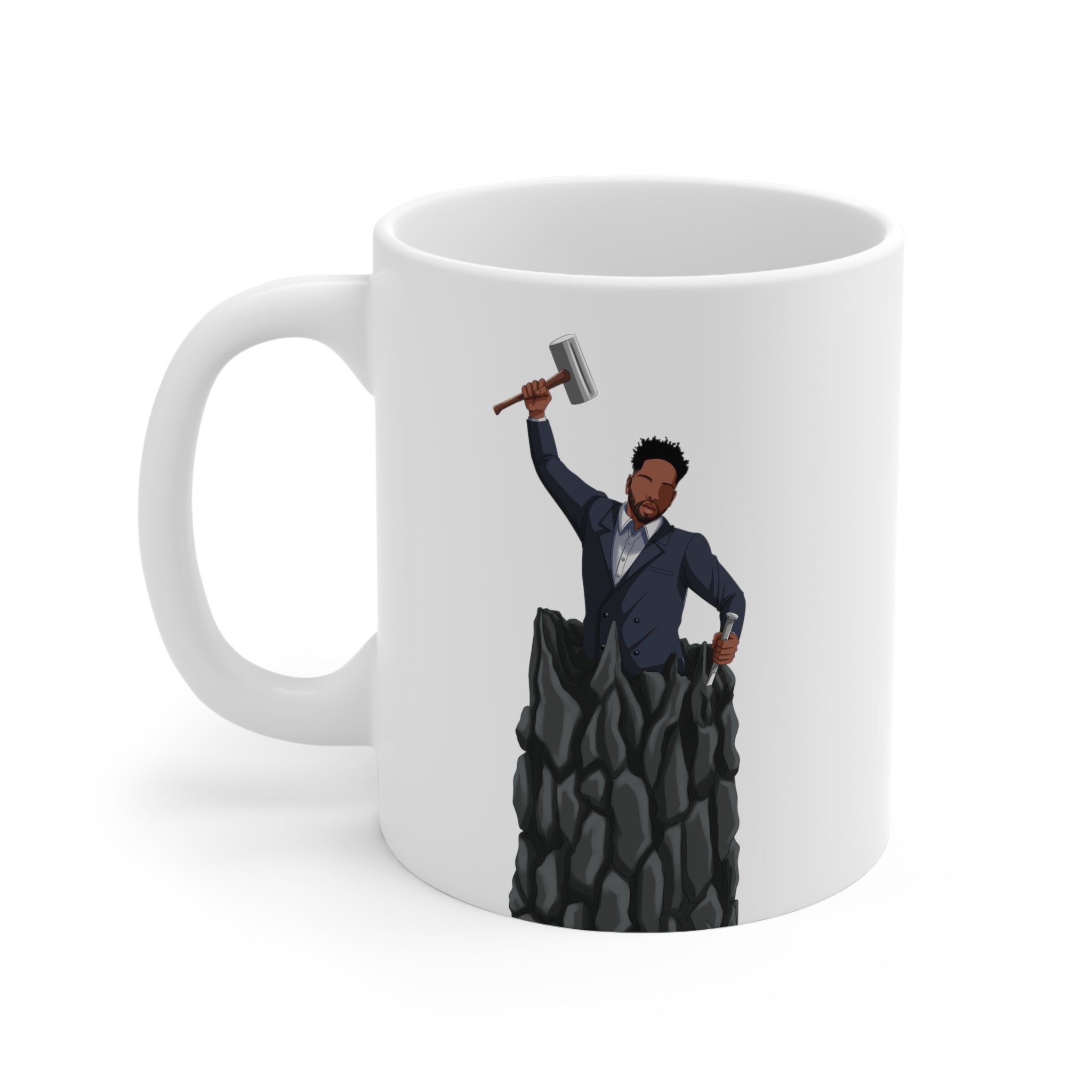 A person working hard to better his/herself - Ceramic Coffee Mug 11oz - Self-Made Man #1 - Breakthrough Collection