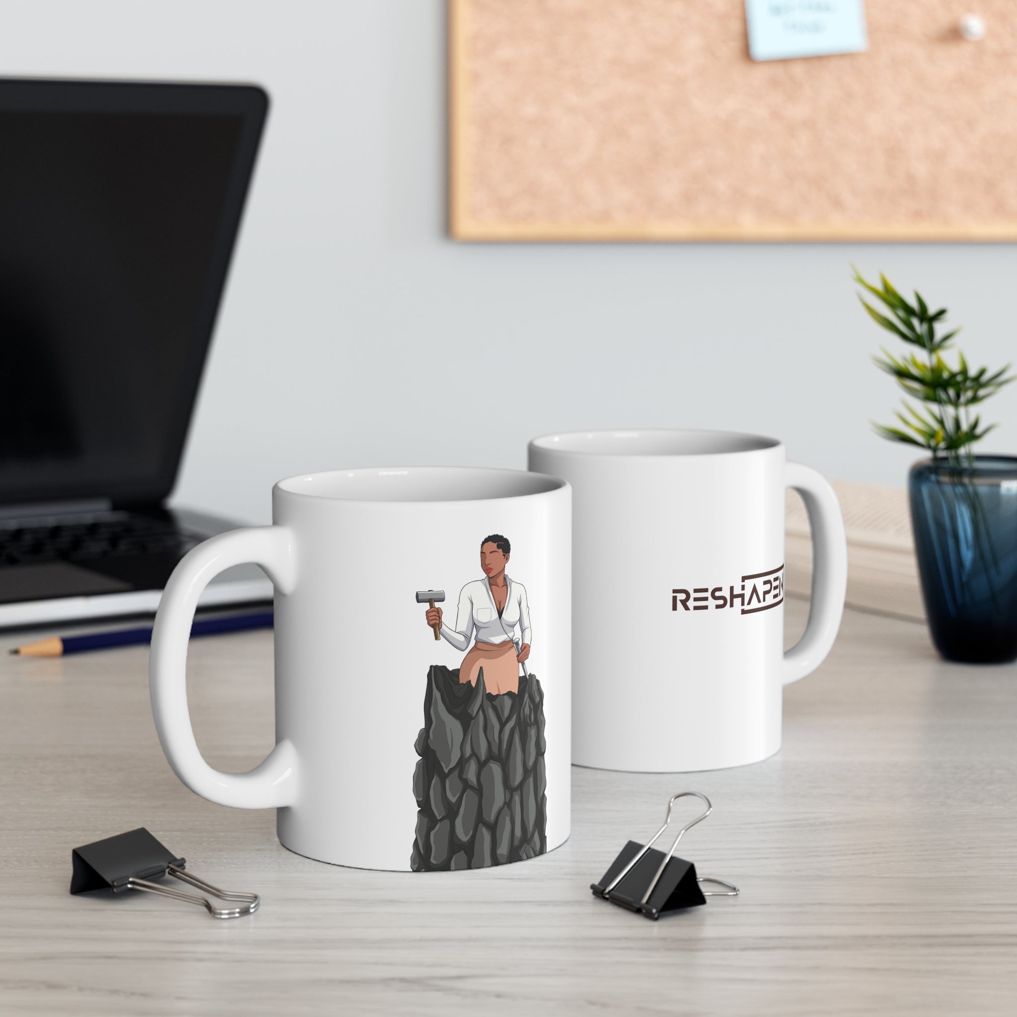 A person working hard to better his/herself - Ceramic Mug 11oz - Self-Made Woman #1 - Breakthrough Collection