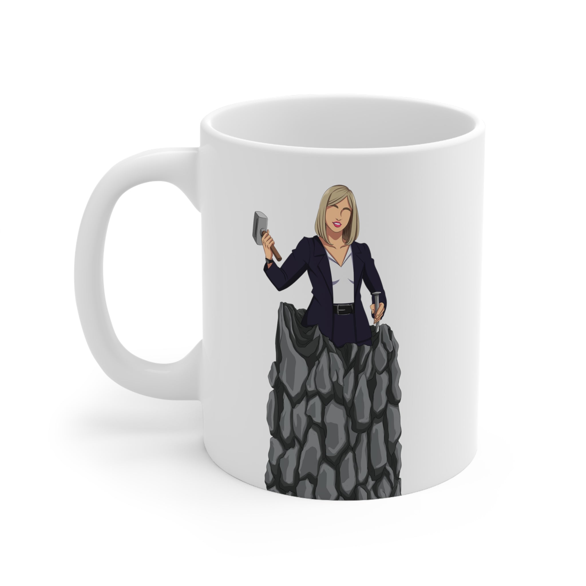 A person working hard to better his/herself - Ceramic Mug 11oz - Self-Made Woman #3 - Breakthrough Collection