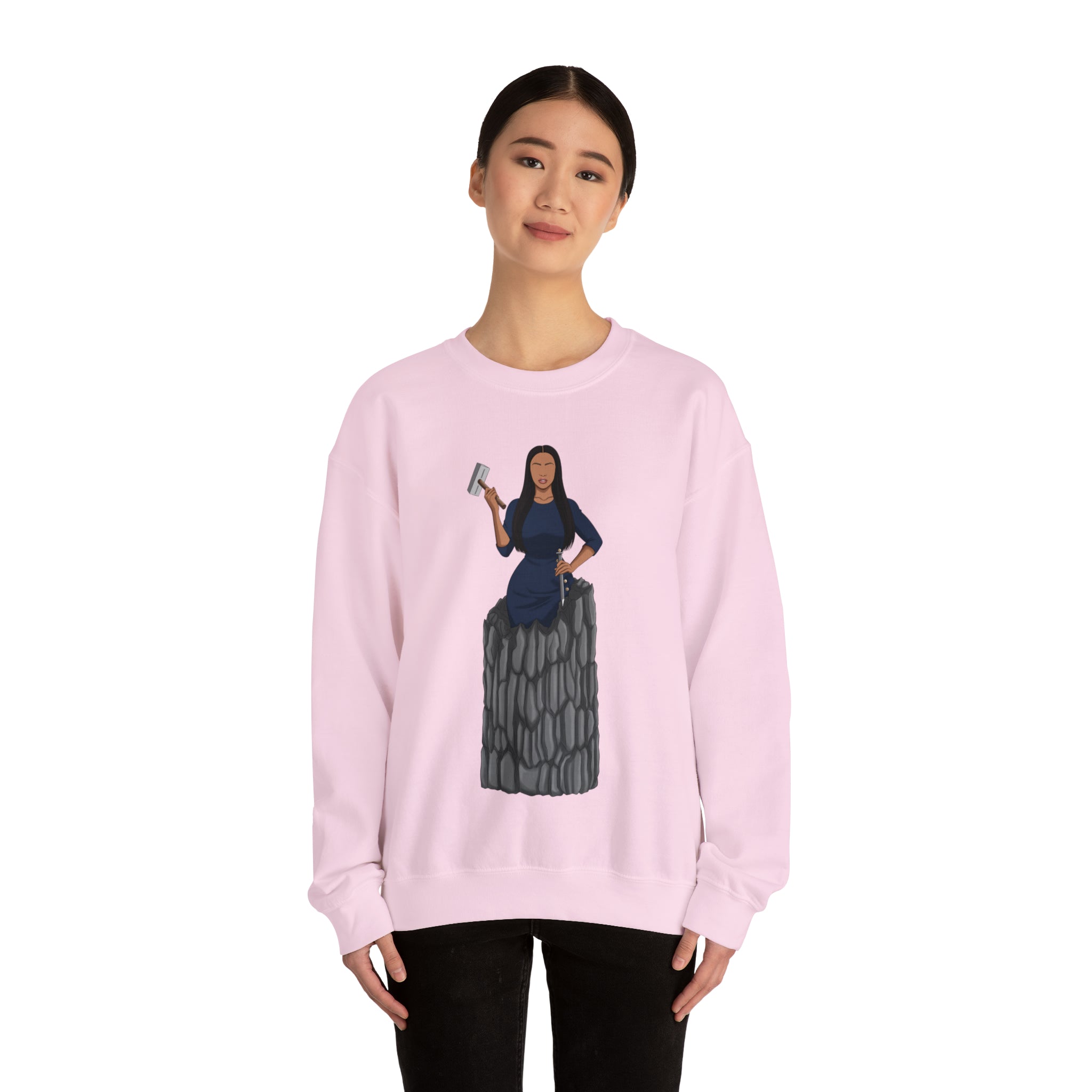 A person working hard to better his/herself - Self-Made Sweatshirt Heavy Blend™ Crewneck - woman #9 - Breakthrough Collection