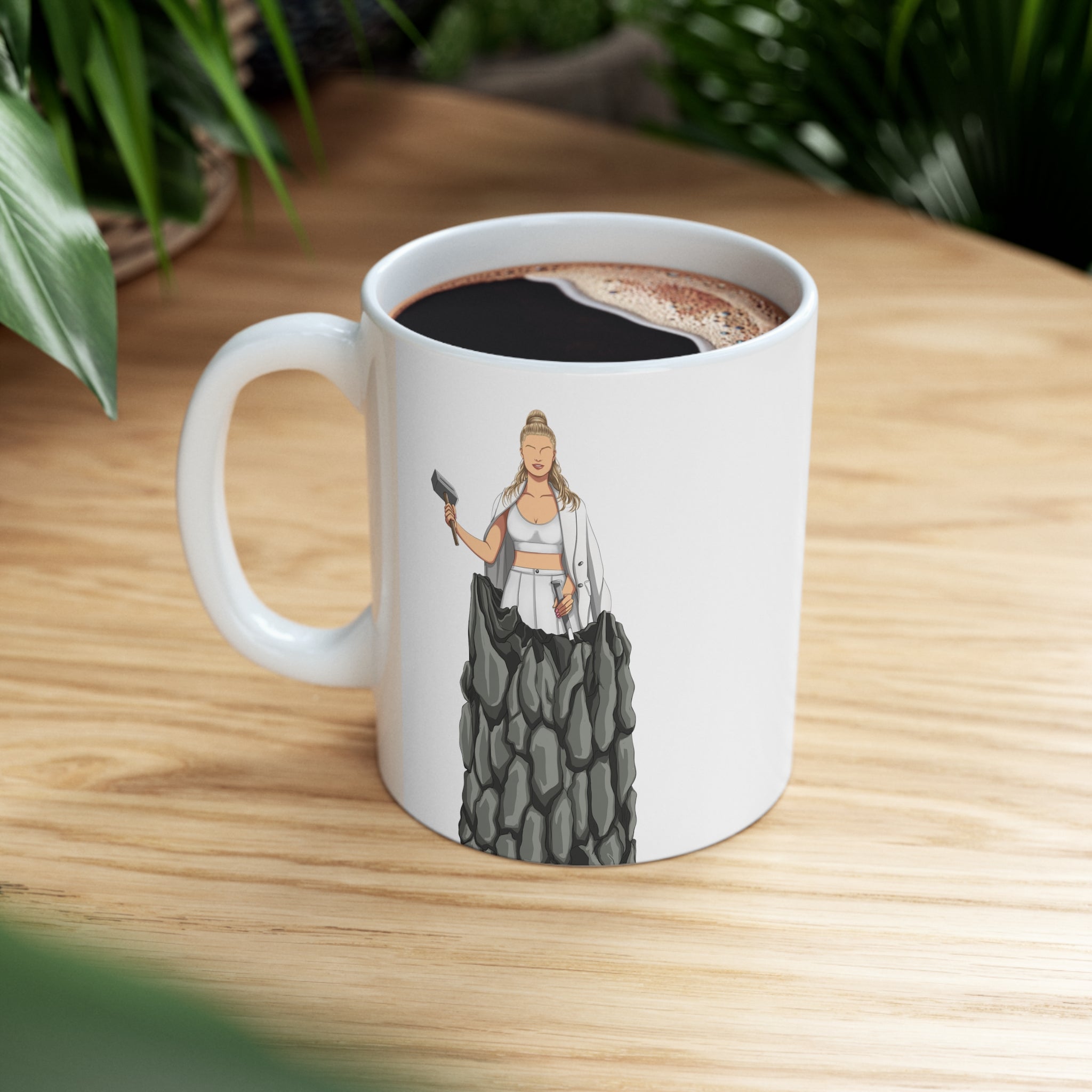 A person working hard to better his/herself - Ceramic Mug 11oz - Self-Made Woman #11 - Breakthrough Collection