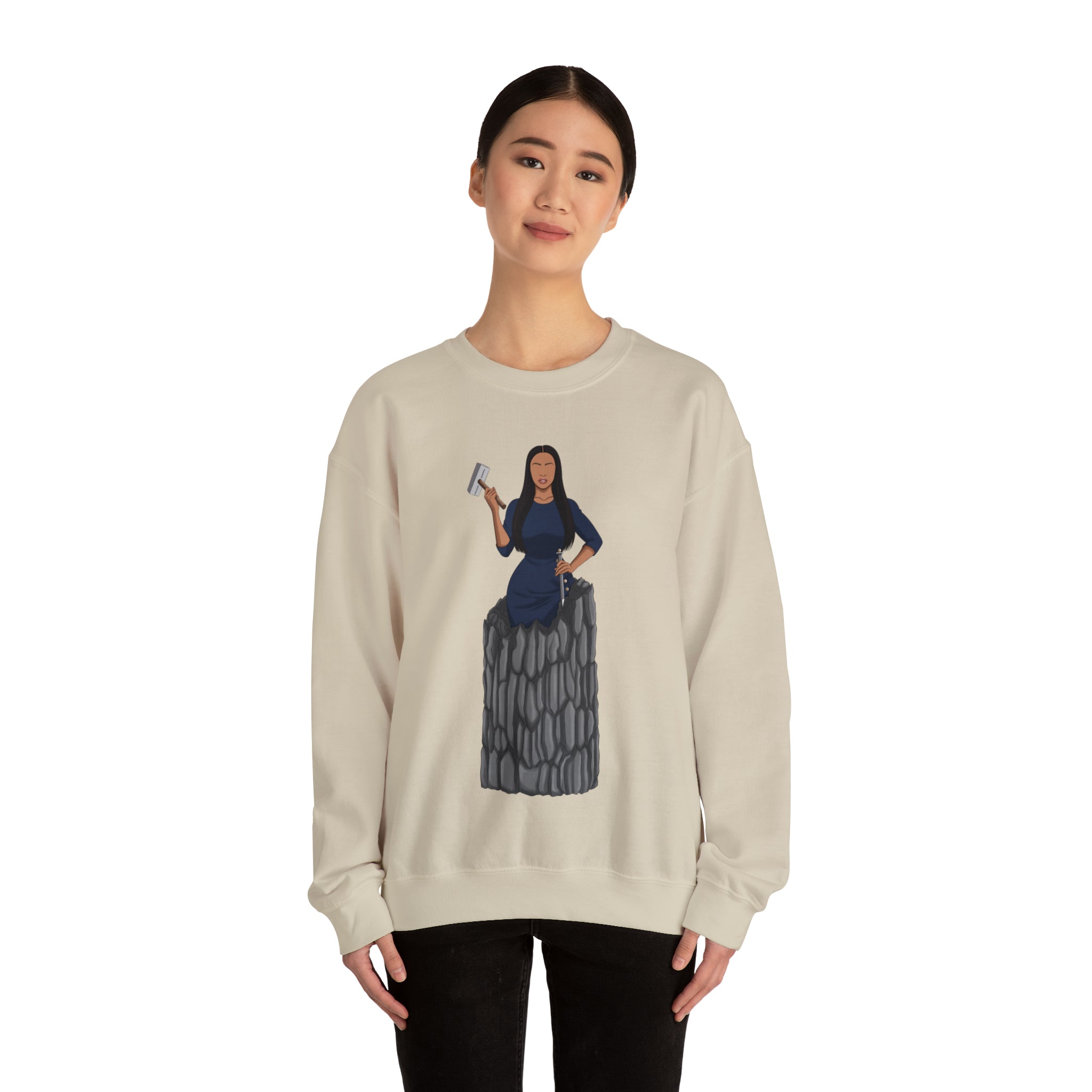 A person working hard to better his/herself - Self-Made Sweatshirt Heavy Blend™ Crewneck - woman #9 - Breakthrough Collection
